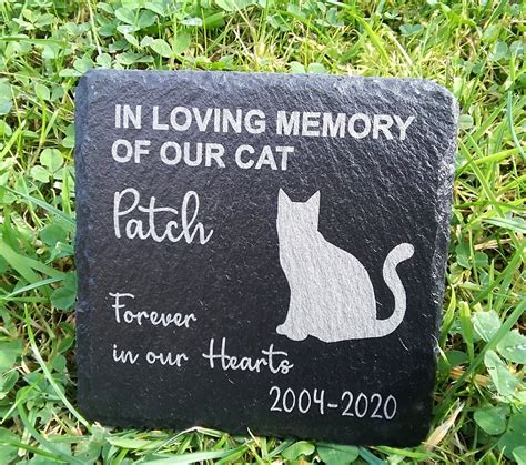 Cat Personalised Engraved Slate Pet Memorial Grave Marker Etsy Uk