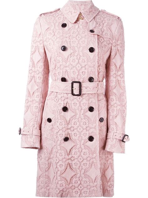 Burberry Floral Lace Trench Coat In Pink Lyst