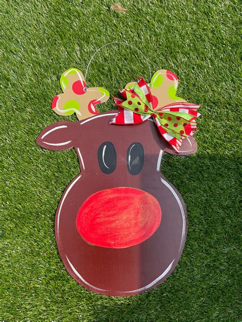 Whimsical Rudolph Red Nose Reindeer Door Hanger - Etsy