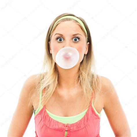 Girl Blowing Bubble Gum