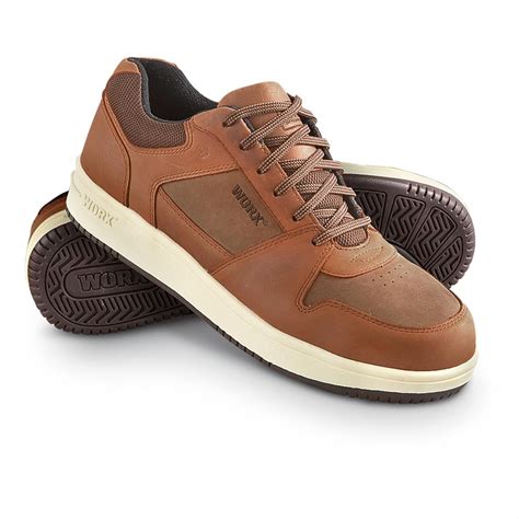 Mens Worx Steel Toe Oxford Shoes Brown 184338 Casual Shoes At