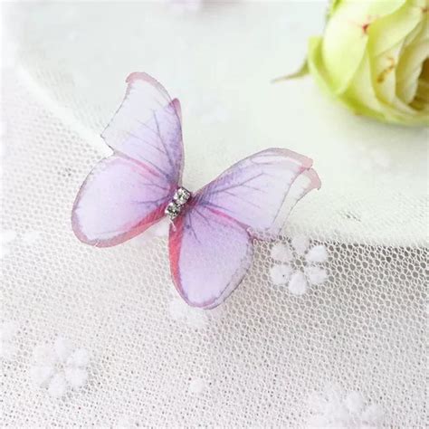 10pcs Silk Butterfly With Cz Silk Butterflies 3d Organza Etsy