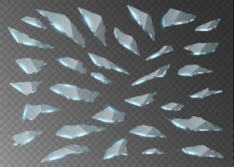 Premium Vector Broken Glass Shards Realistic Cracked Fragments Of