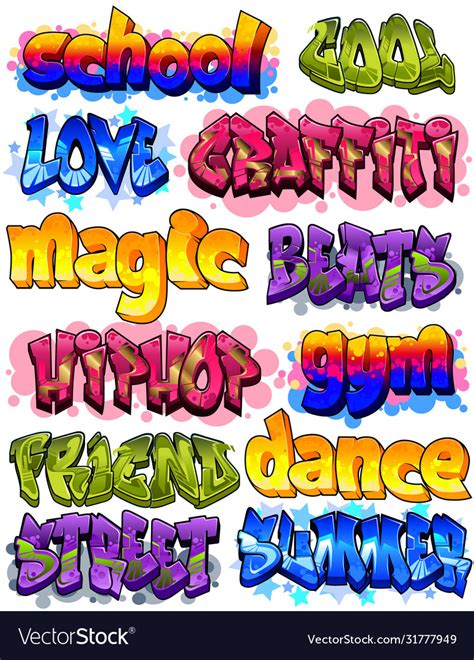 Happy Graffiti Words Royalty Free Vector Image