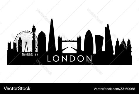 London Skyline Silhouette Black City Royalty Free Vector