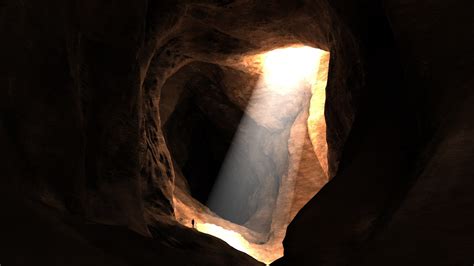 Cave Nature Silhouette Cgi Digital Art Sun Rays Men Dark Rock