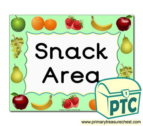 Snack Area Sign For The Classroom Primary Treasure Chest