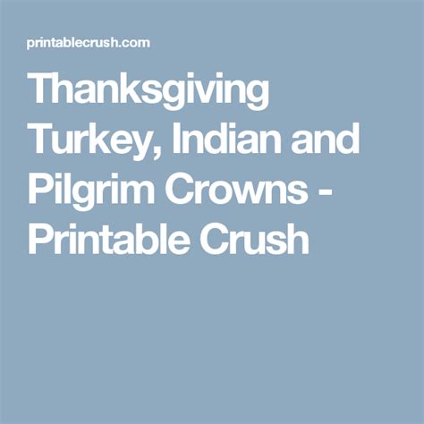 Free Turkey Crown And Pilgrim Crown Printable Crown Printable