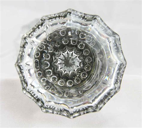 Antique Extra Large Fluted Glass Door Knob Set With Rosettes Olde