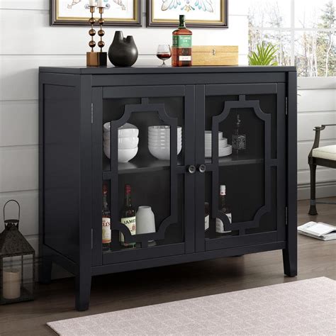 Godeer Black Accent Storage Cabinet Wooden Cabinet With Decorative Door