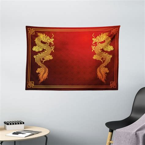 Dragon Tapestry Chinese Heritage Historical Asian Eastern Motif With