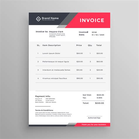 Invoice Template For Interior Design Services
