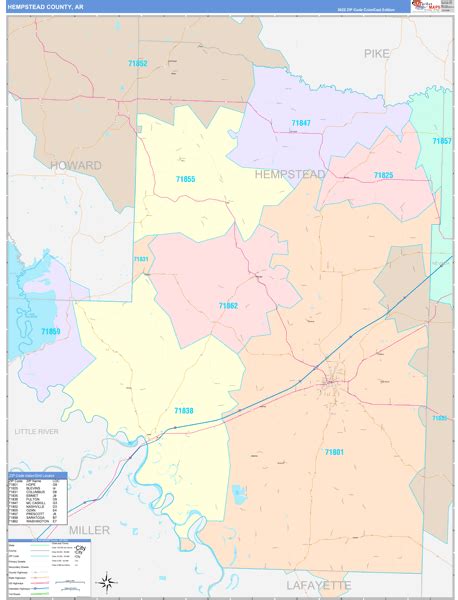 Hempstead County Ar Wall Map Color Cast Style By Marketmaps Mapsales