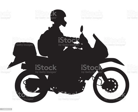Young Man Riding Motorcycle Silhouette Stock Illustration Download