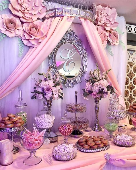 quinceanera candy dessert table by bizziebeecreations paper flowers by ivyandp… quinceanera