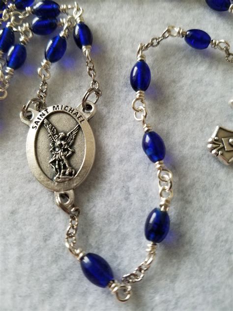 217 St Michael The Archangel Rosary With Cobalt Blue Oval