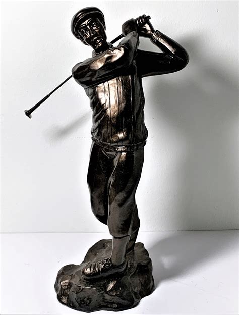 Golfer In Action Statue Bronze And Bronze Finish Realistic Details
