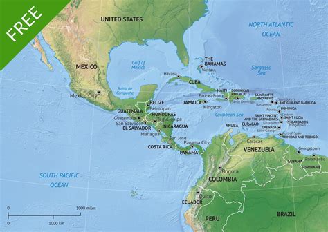 Free Vector Map Middle Central America One Stop Map