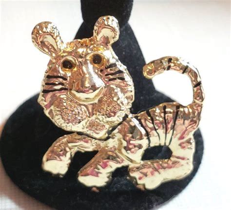 Whimsical Tiger Brooch Pin T For Tigers Fan Mid Century Etsy Brooch Cat Brooch Antique