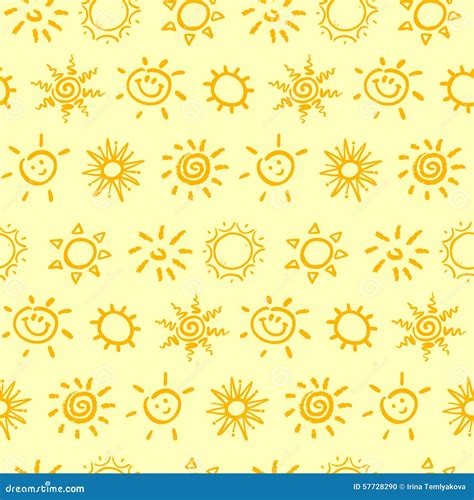Seamless Pattern With Sun Vector Illustration Stock Vector
