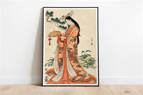 Japanese Women Art Sotoori Hime By Eishi Hosoda Japanese Etsy
