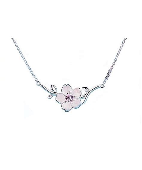 Little Sakura Flower On The Tree 925 Sterling Silver Necklace B