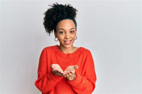 Young African American Girl Wearing Casual Clothes Smiling With Hands Palms Together Receiving