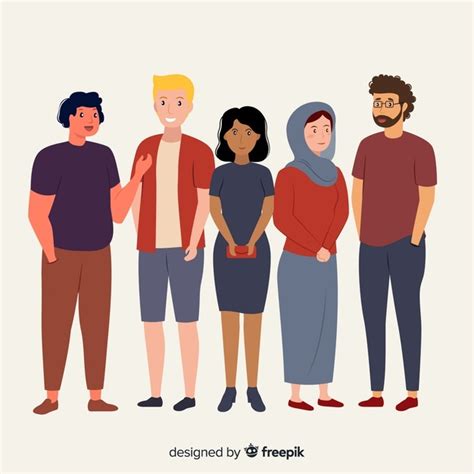 Flat Multiracial Group Of People Vector Free Download