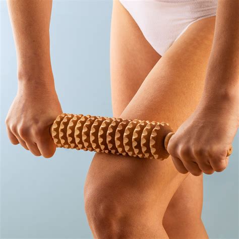 Anti Cellulite Massage Roller With Handle Wooden Maderotherapy 40cm