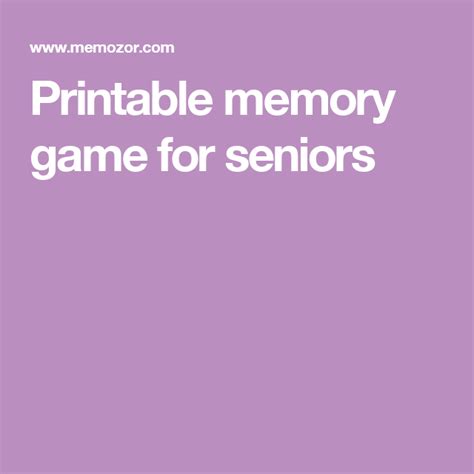 Printable Memory Game For Seniors Memory Games For