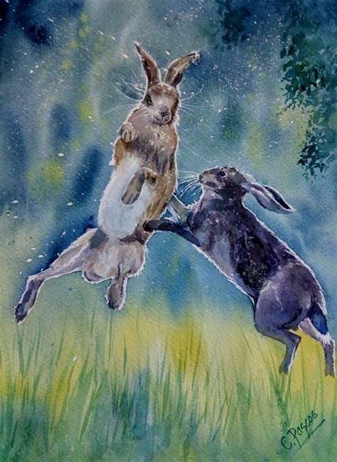 Original Watercolour Mad March Hares Etsy Original Watercolors