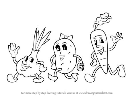 How To Draw Cartoon Vegetables Cartoons For Kids Step By Step
