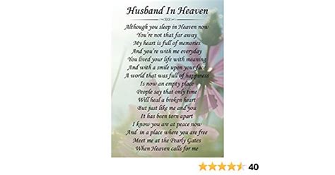 Husband In Heaven Memorial Graveside Poem Keepsake Card Includes Free Ground Stake F Amazo
