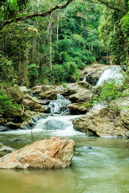 Beautiful Mae Sa Waterfall At Chiang Mai Thailand Premium Photo