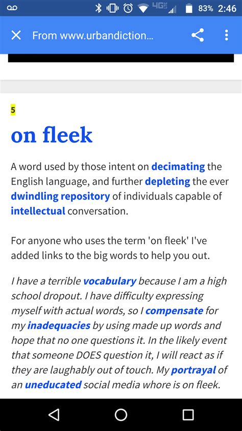 Urban Dictionary "on fleek" definition.
