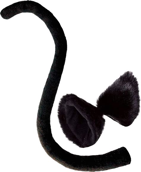 Olyphan Cat Ear Clips And Black Tail Long Costume Set