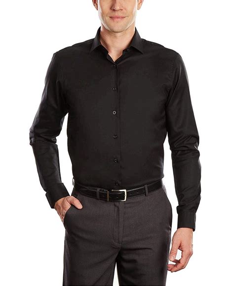 Kenneth Cole Unlisted Mens Dress Shirt Slim Fit Solid Black Size