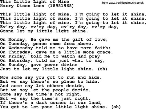 Most Popular Church Hymns And Songs This Little Light Of Mine Lyrics