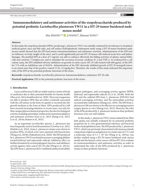 PDF Immunomodulatory And Antitumor Activities Of The