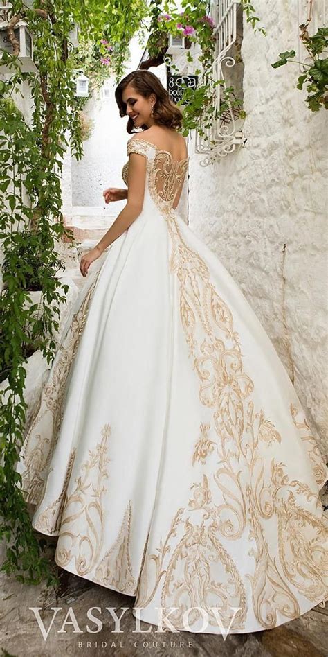 Check spelling or type a new query. gold wedding gowns ball gown off the shoulder with white ...