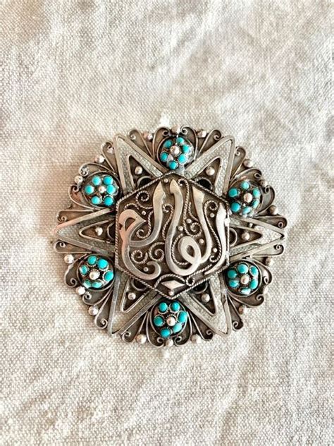 A Magnificent Filigree Brooch Pendant Turquoise Stones Catawiki