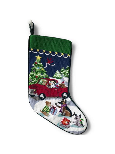 Lands' End Lands' End Needlepoint Christmas Stocking Snowmans Holiday