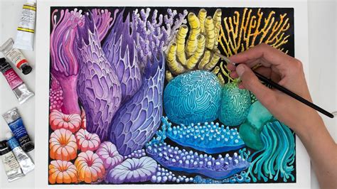 Rainbow Coral Reef In Ink And Watercolor Youtube