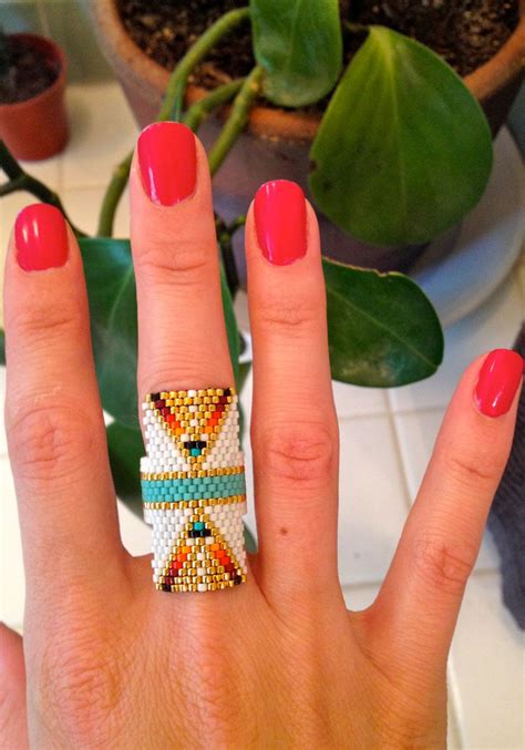 Amazing Beaded Ring By Wild Mint Jewelry On Etsy Bead Work Jewelry Beaded Rings Seed Bead