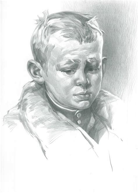 Portrait Of A Little Boy Drawing By Victoria Radionova Saatchi Art