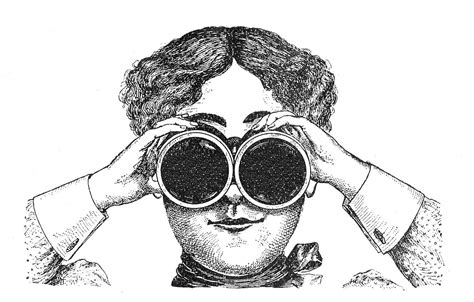 Fabulously Quirky Lady With Binoculars Vintage Steampunk Image With