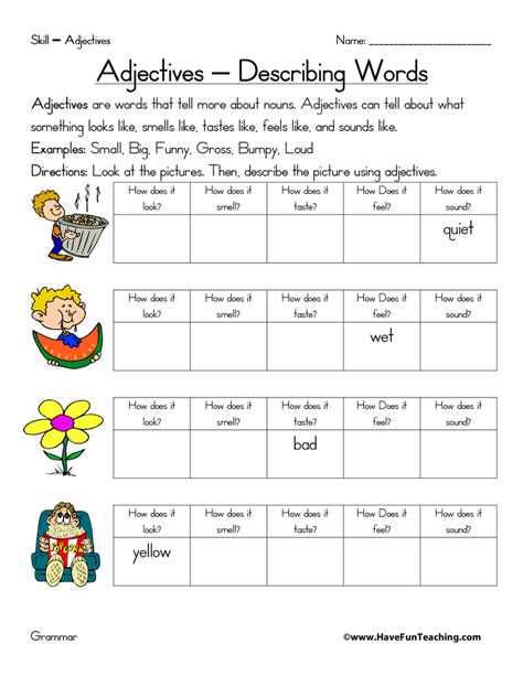 10 Free Printable Adjective Worksheets Coo Worksheets