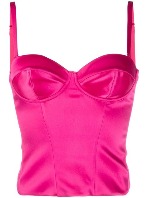 P A R O S H Fitted Satin Bustier Top Pink Bustier Top Polyvore