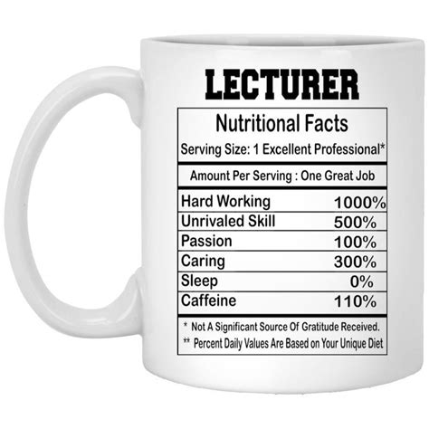 Funny Lecturer Mug Nutritional Facts T Coffee Tea Cup Mug Etsy