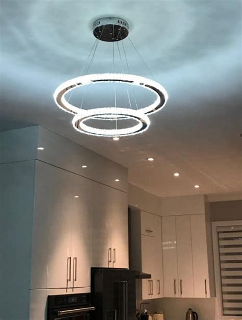 Two Ring Circle Led Modern Crystal Chandelier Light Fixture Ld29530